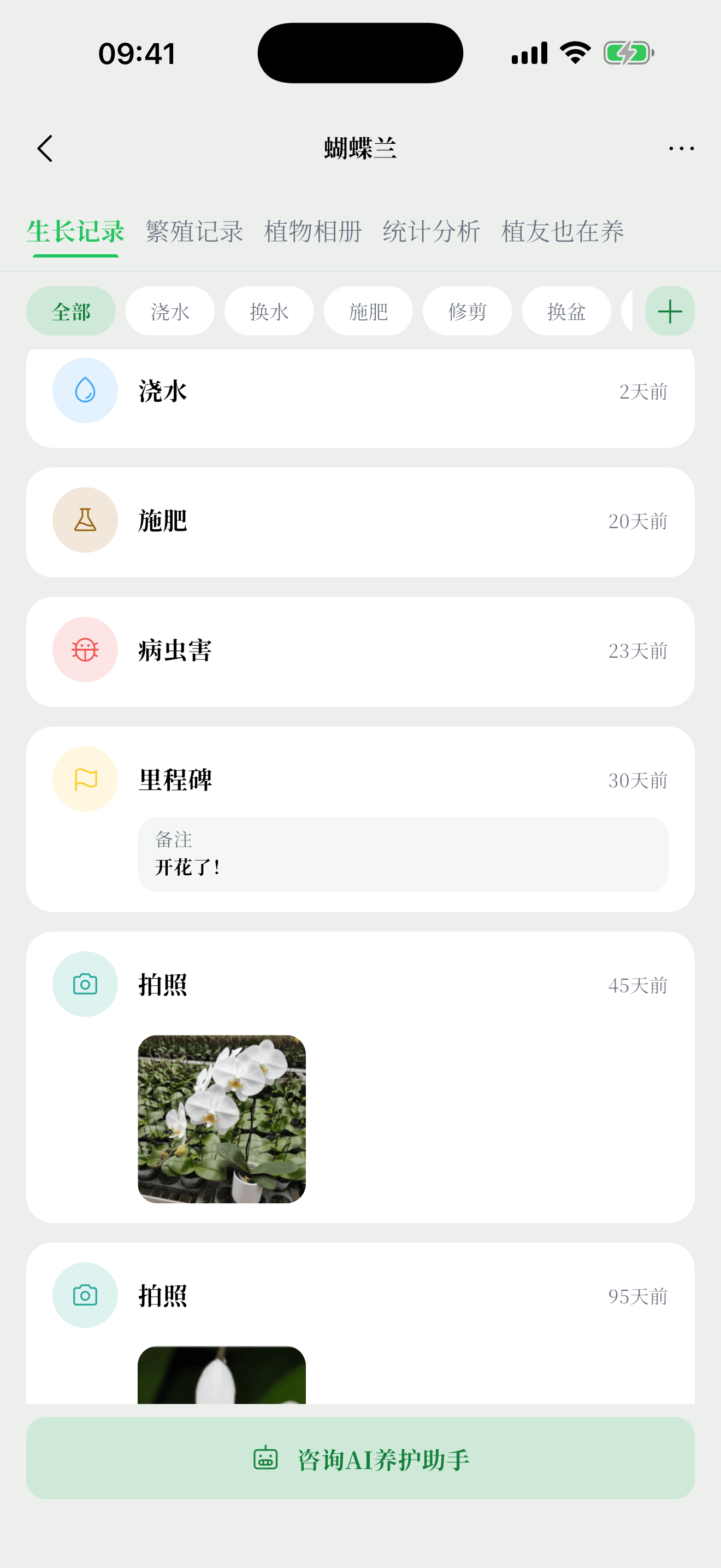 植迹生长记录时间轴